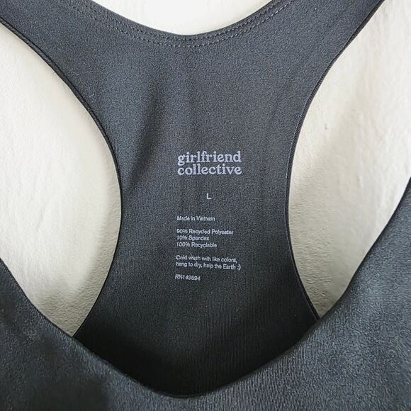 Girlfriend Collective FLOAT V-Neck Racerback Sports Bra Midnight Black Large NWT - Picture 9 of 13